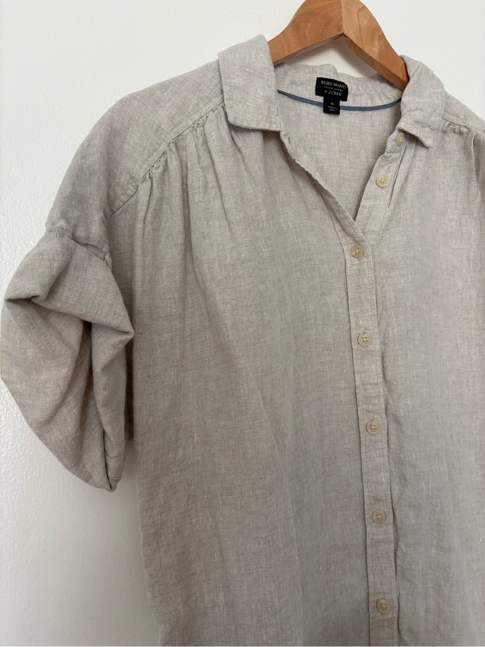 J.Crew Beige Linen Button-Down Shirt dress size medium - Picture 4 of 7